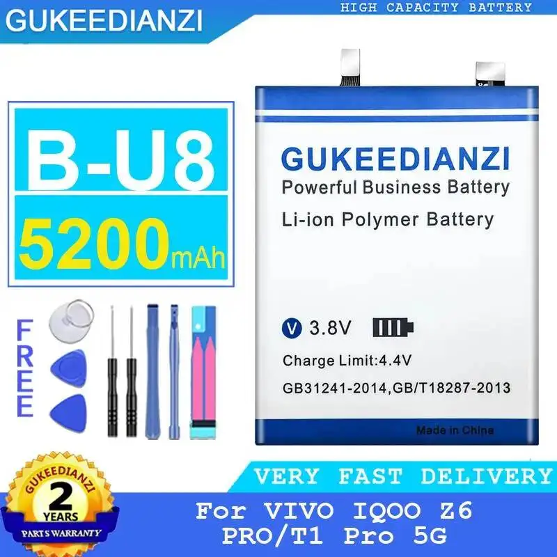 

For Vivo Iqoo Z6 Pro T1 5G Mobile Phone Battery High Compatibility B-U8 5200Mah Long-Lasting