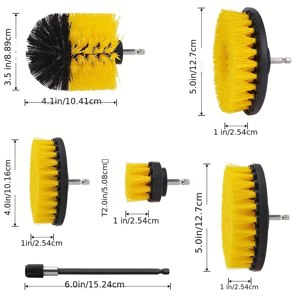 2/3.5/4/5inch Electric Scrubber Brush Drill Brush Kit Plastic Round Cleaning Brush For Carpet Glass Car Tires Nylon Brushes