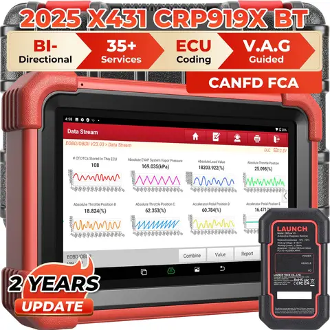 New LAUNCH X431 CRP919XBT OBD2 Scanner Automotive Diagnostic Tools Car CANFD DOIP ECU Coding Professional Scan Free Shipping