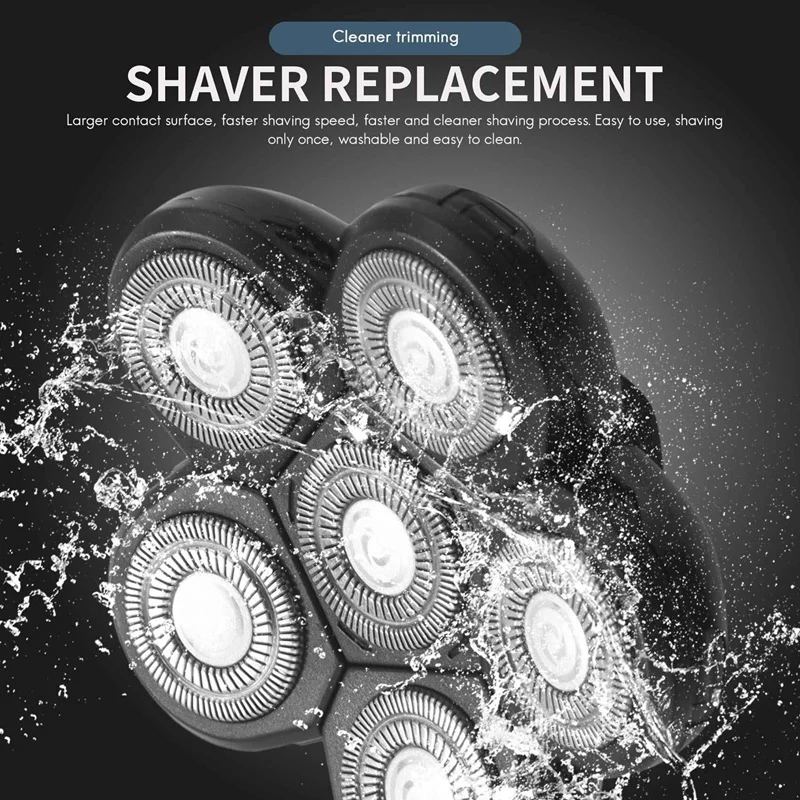 6 In 1 Shaver Blade Heads 6 Blades Beard Cutter Replacement Blade Bald Electro 6D Razor Accessories For Men Head Face
