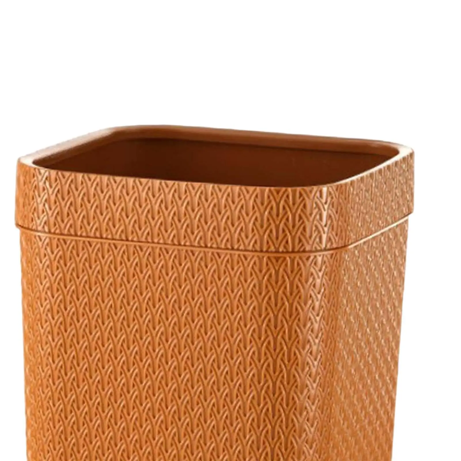 Garbage Bucket Rattan Woven Compact Square Plastic Waste Can Dustbin Wastebasket for Home Backyard Cars Outdoor Indoor Bedroom