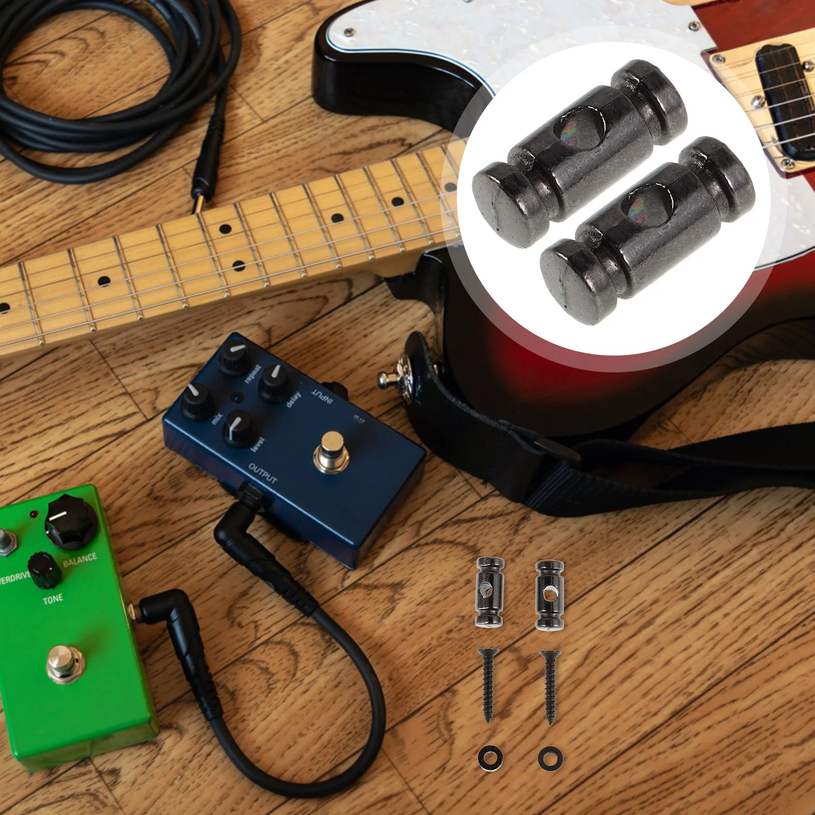 

2pcs Electric Guitar String Retainer Metal Roller String Trees Black Locking Fixer For Stable Tuning Replacement