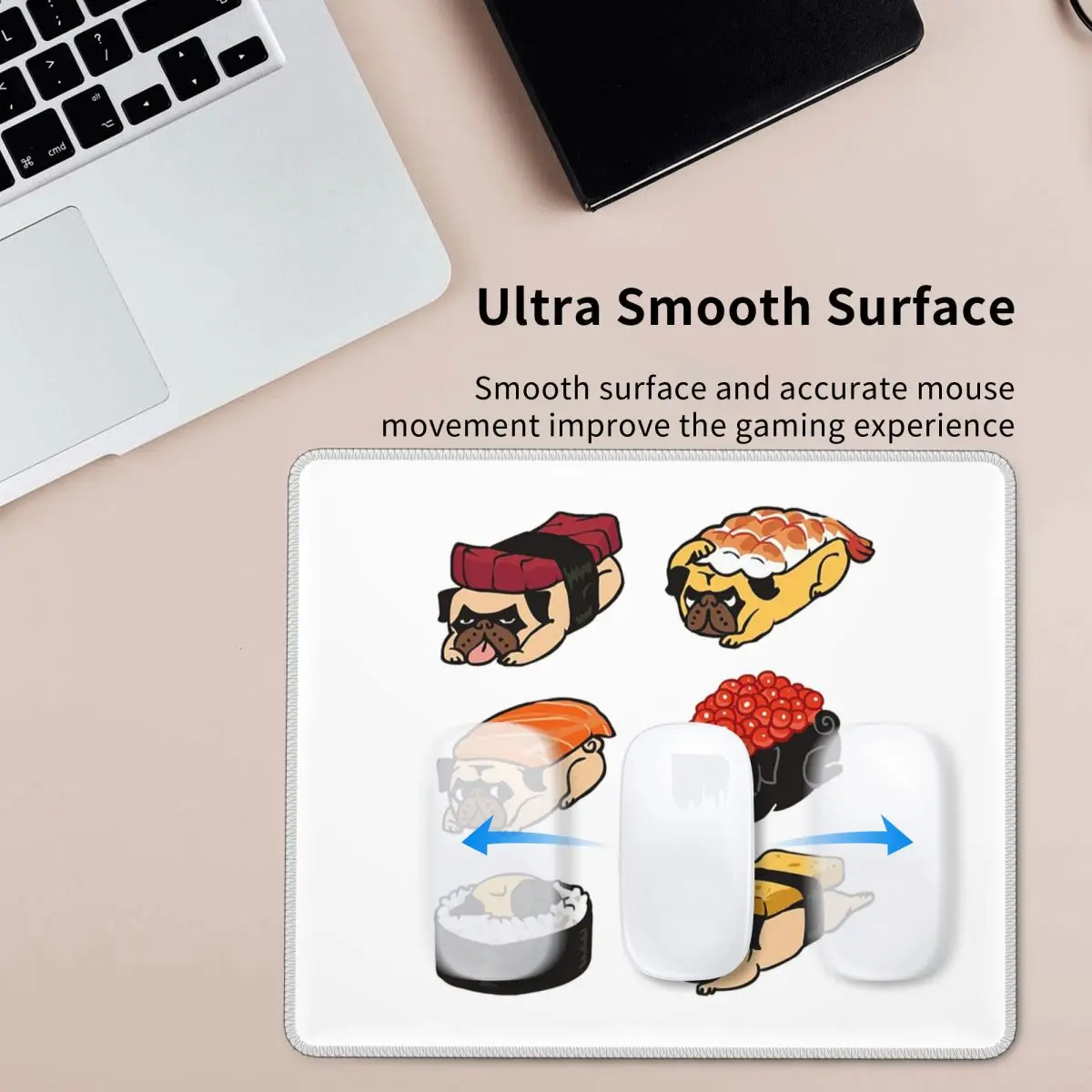 

Коврик для мыши для суши, мопса, компьютерная клавиатура, коврик для мыши, геймерский коврик для ноутбука, настольный коврик, офисные аксессуары, настольные коврики