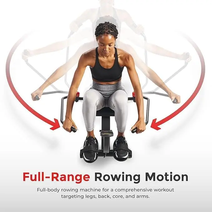 Smart Compact Full Motion Rowing Machine, Full-Body Workout, Low-Impact, Extra-Long Rail, 350 LB Weight Capacity and Optional