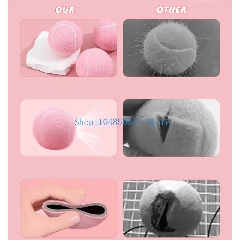 

652F Beginner Training Playing Girl Pink Balls Excesice Tennis Ball Trainiing Balls