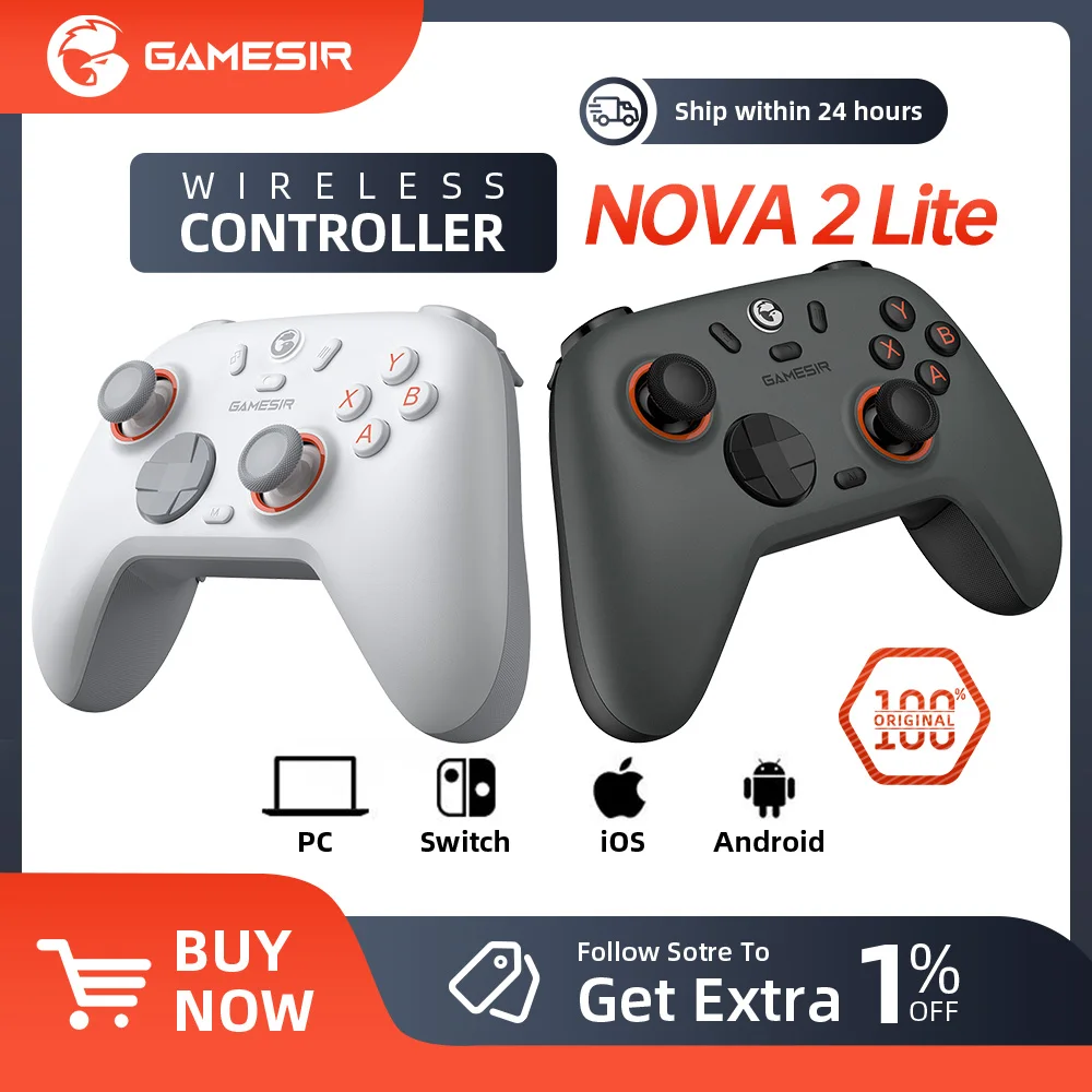 وحدة تحكم الألعاب اللاسلكية GameSir Nova 2 Lite متعددة المنصات للتبديل والكمبيوتر الشخصي وAndroid وiOS
