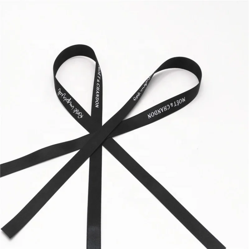 

Ribbon customizationStraight pre cut black satin ribbon with custom logo