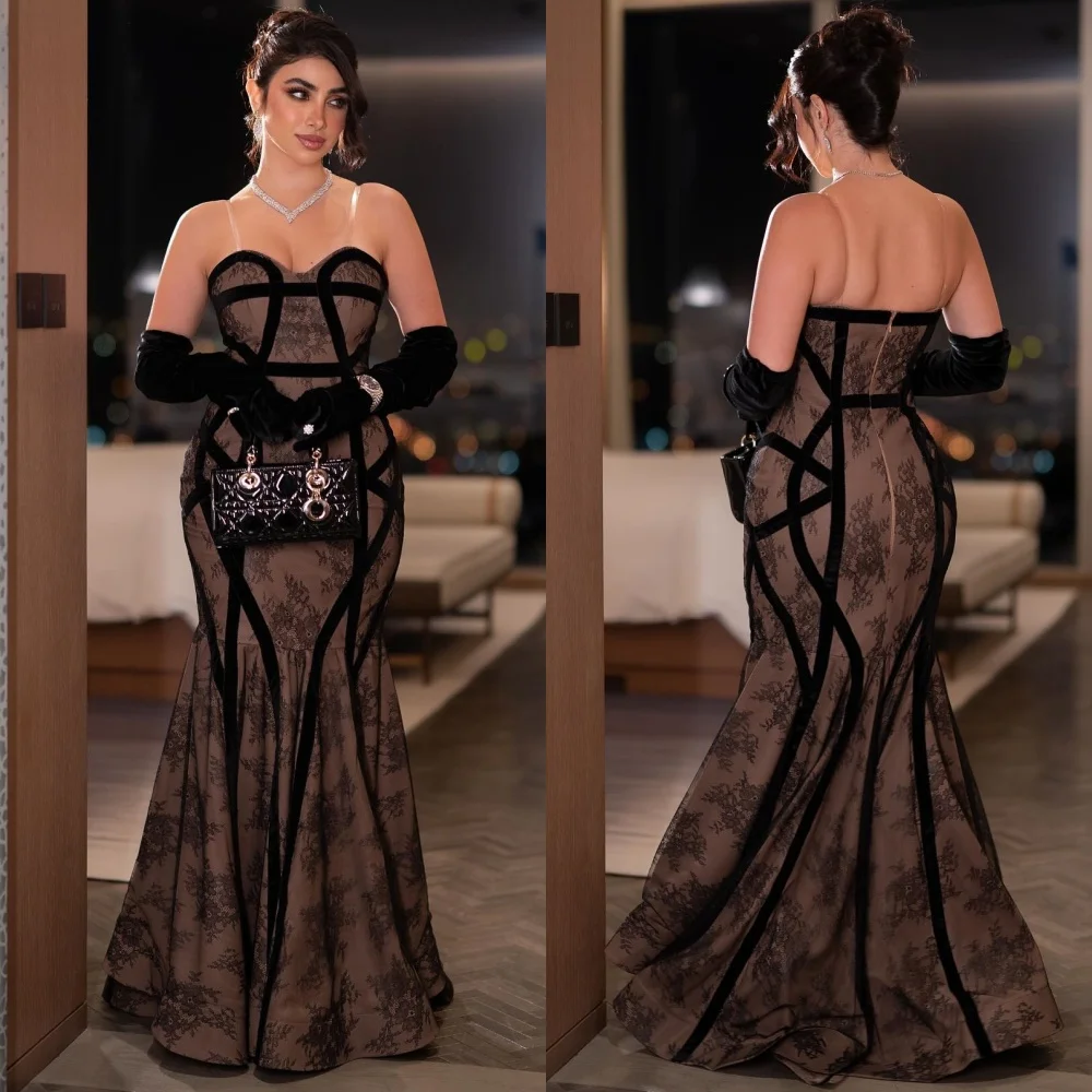 

Customized High Quality Lace Pleat Trumpet Sweetheart Long Dresses Bespoke Occasion Formal Chinese Style Pastrol