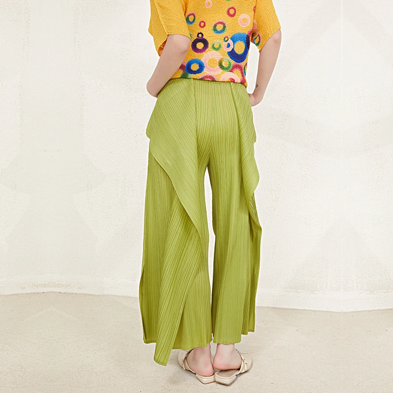2025 Summer Irregular Trousers Hot Sale Baggy Pants Womens Miyake Pleated Wide Leg Pants