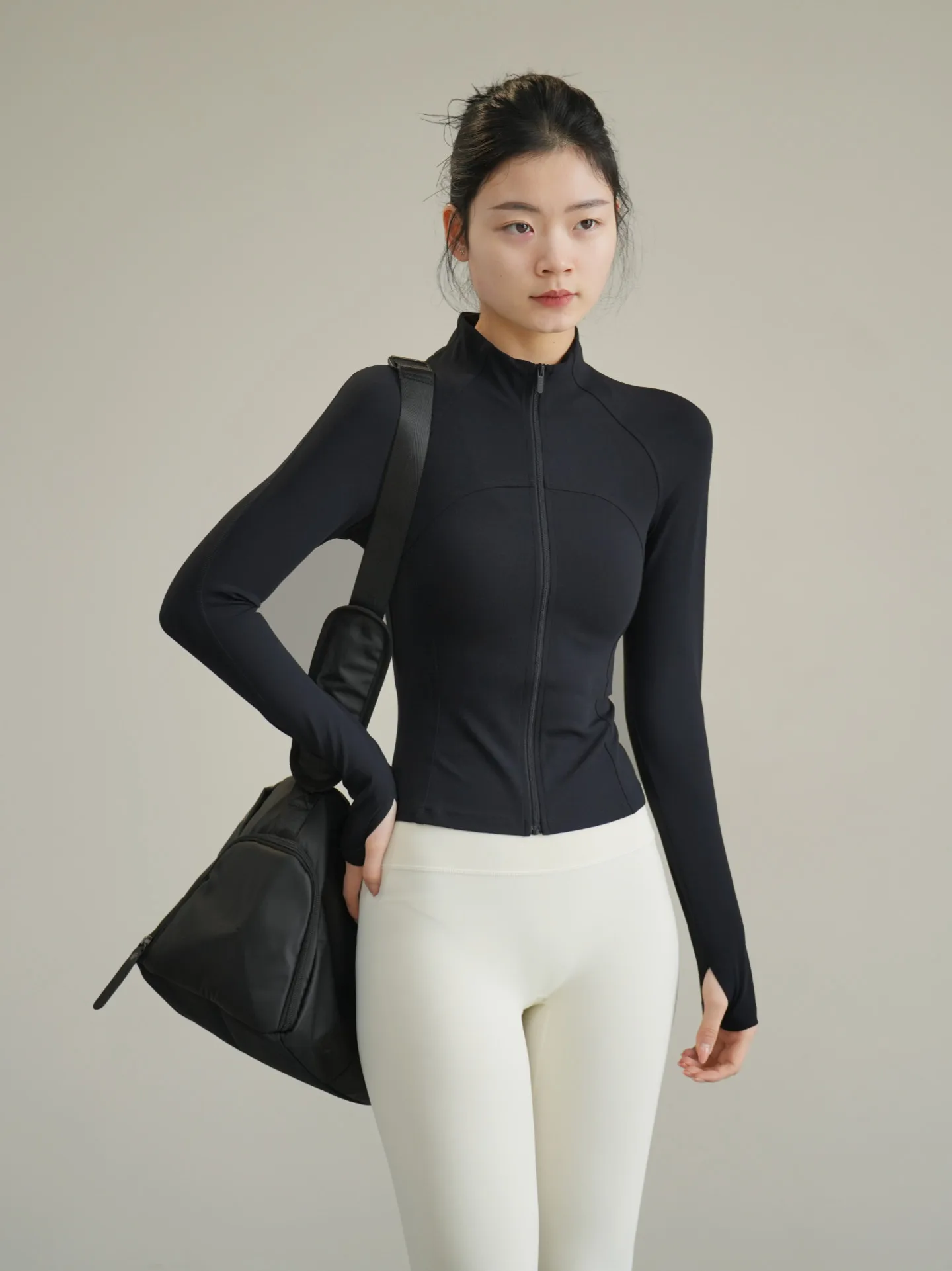 

Женская спортивная куртка Slim Fit для йоги и фитнеса с длинными рукавами, в стиле пэчворк, с воротником-стойкой, для пилатеса и тренировок