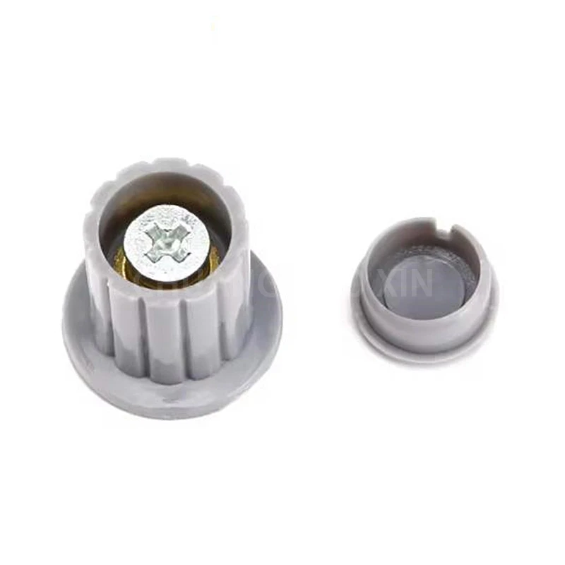 10PCS Potentiometer Plastic knob Cap KYP25-18-6J Band Switch Universal Round D-shaped shaft Black and gray