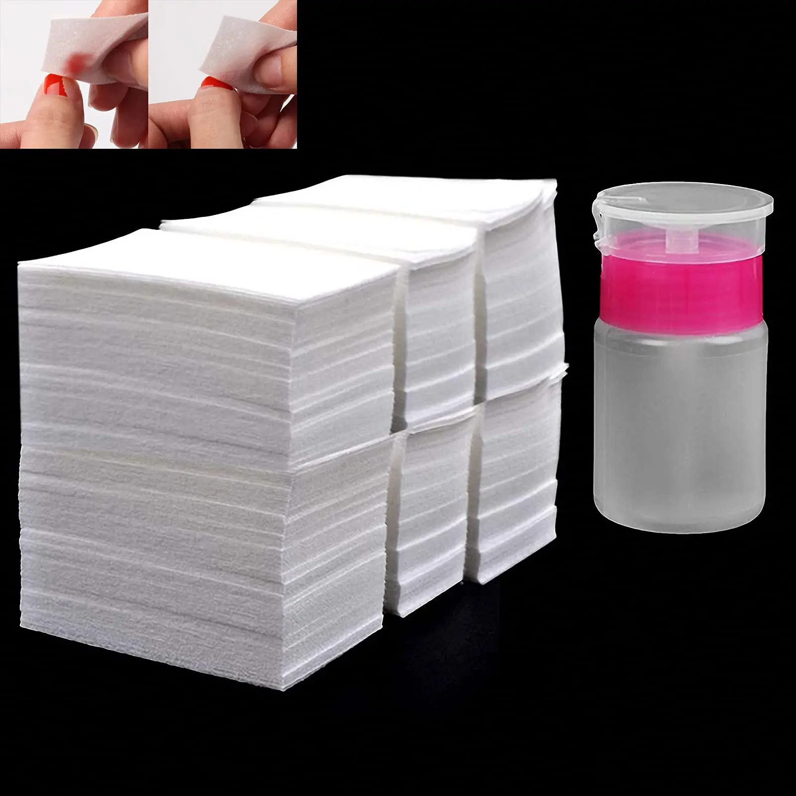 Nail Cleaning Set Dry Lint-Free Cotton Wipes with Empty Refi