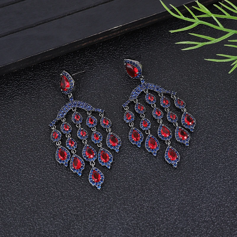 

Роскошные минималистичные геометрические серьги-кисточки в форме капли воды для женщин Свадебные ювелирные изделия из кубического циркония CZ DUBAI Свадебные украшения A0279