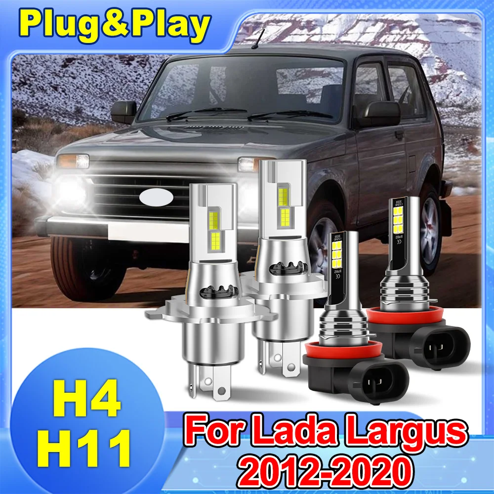

Для Lada Largus 2012-2020 комплект для переоборудования светодиодных фар дальнего/ближнего света, противотуманные фары 3570 чипов CSP H4 H11, совместимое автомобильное освещение