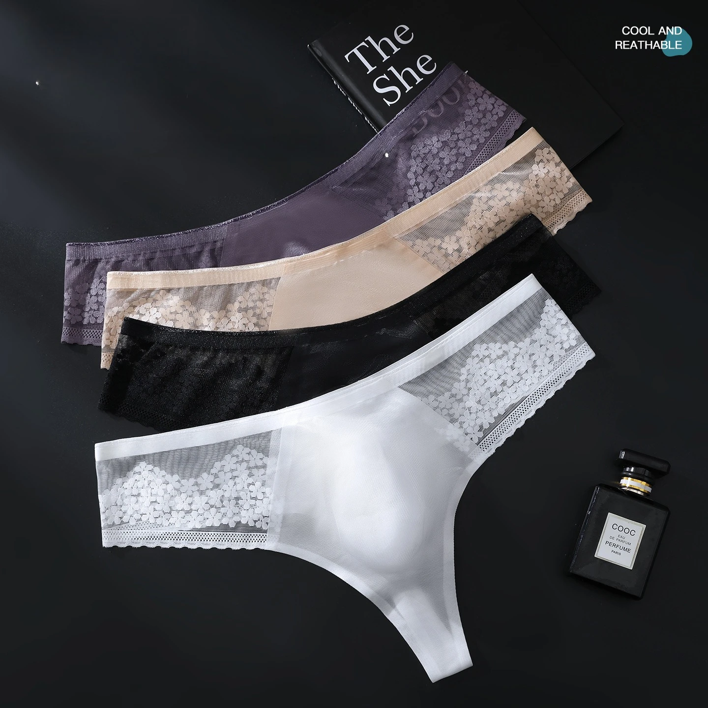 Men's Bulge Lace Ice Silk Thong 3D U-convex Low Rise Seamless Breathable Underwear Youth Sexy Daily Wear Ulta-thin Comfort Tamga