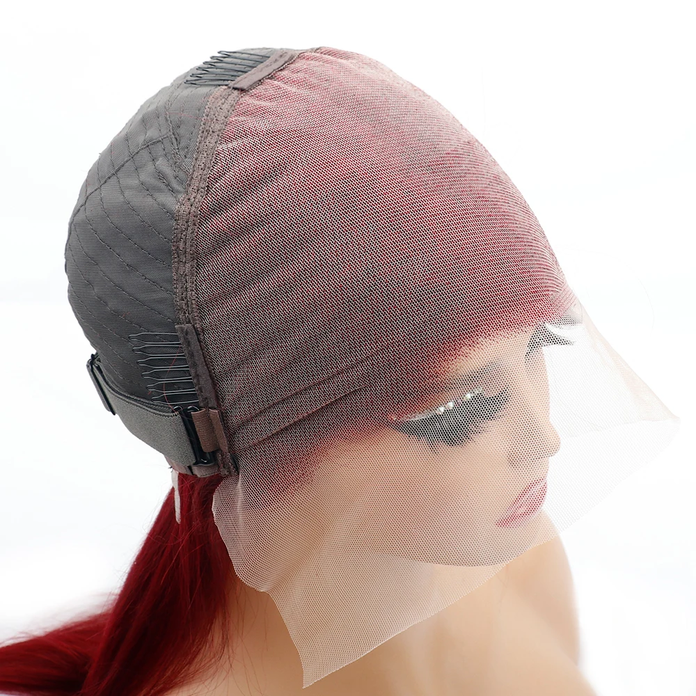 Peruca Frontal Reta 99J de Cabelo Humano com Densidade 200, Peruca Frontal HD Lace 13x6 Pré-Alongada com Nós Descoloridos, Sem Cola, 46 Polegadas