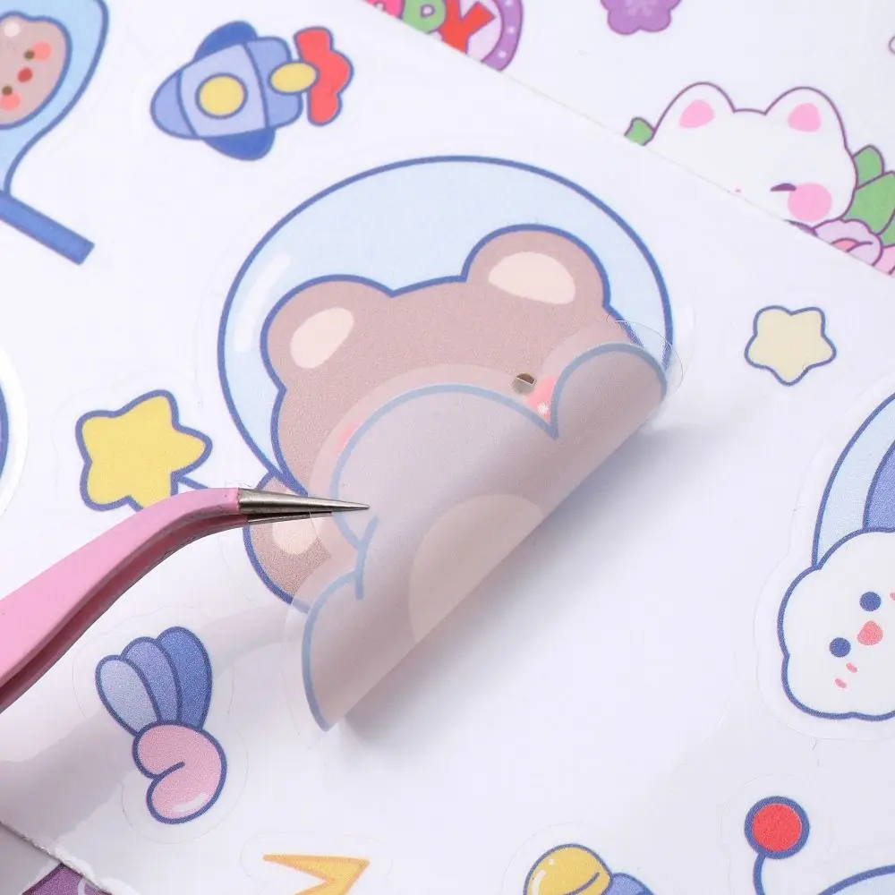 Cute Waterproof PVC Stickers DIY Transparent Cartoon Stickers Mug Decorative Decals Scrapbook Decor Water Bottle Decor Girls