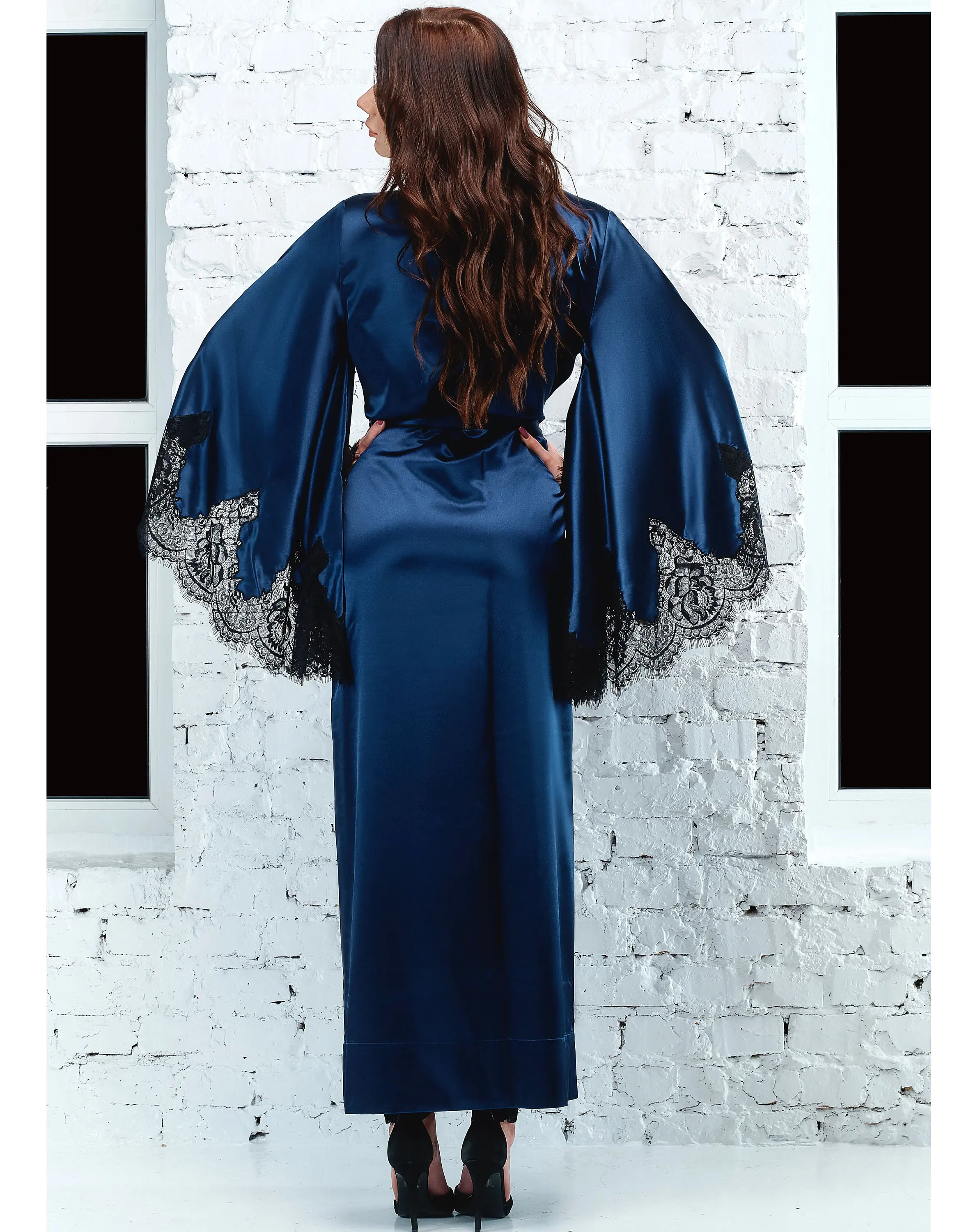 Women's Dressing Gown Perspective Sheer Silk Satin Robe Puffy Pregnancy Maternity Dress for Baby Shower Nightgown Sleepwear