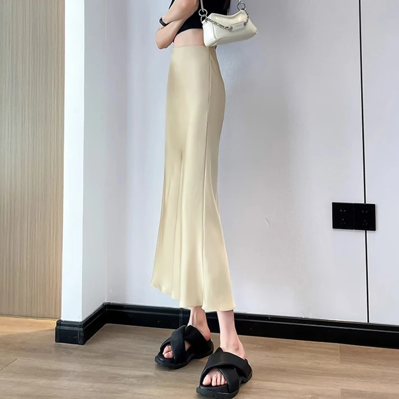 تنورات نسائية ببوق عالي الخصر ، فساتين سهرة أنيقة ، موضة نسائية ، شامبانيا سوداء وتنورات حورية البحر بنفسجية ، موضة ، مقاسات