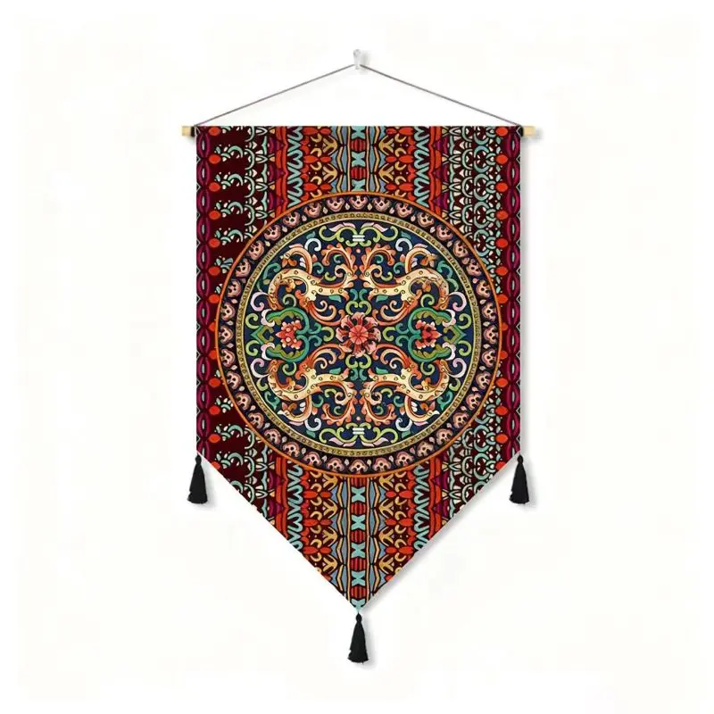VIKAMA Vintage Mandala Tassel Pennant Tapestry Boho Ethnic Geometric Wall Hanging Macrame Art Home Decor