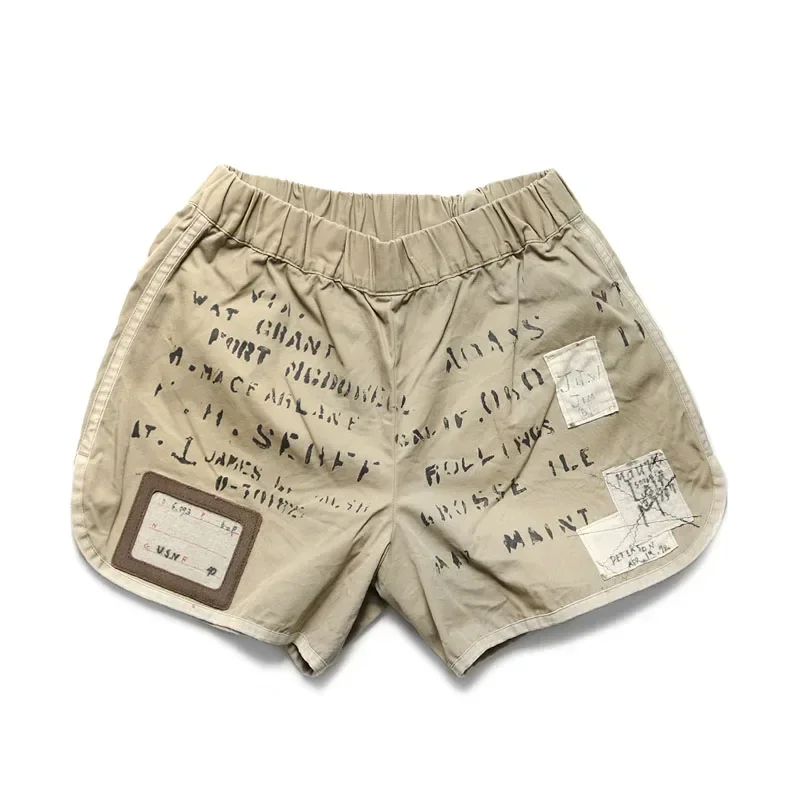 Fashion Brand 21SS KAPITAL Hirata and Hiroshi Letters Distressed Elastic Waist Heavy Washed Casual Shorts Boxers