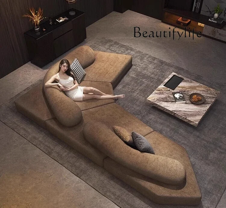 Rock sofa Italian living room new high-end large apartment large flat high-end horizontal hall fabric double-sided special-shape