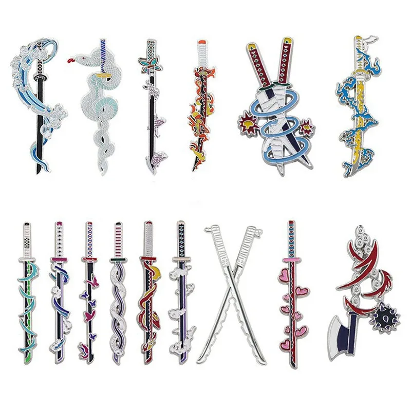 

Demon Slayers Keychain Tanjiro Shinobu Kyojuro Same Style Nichirin Blade Model Brooch Badge Decorative Supplies