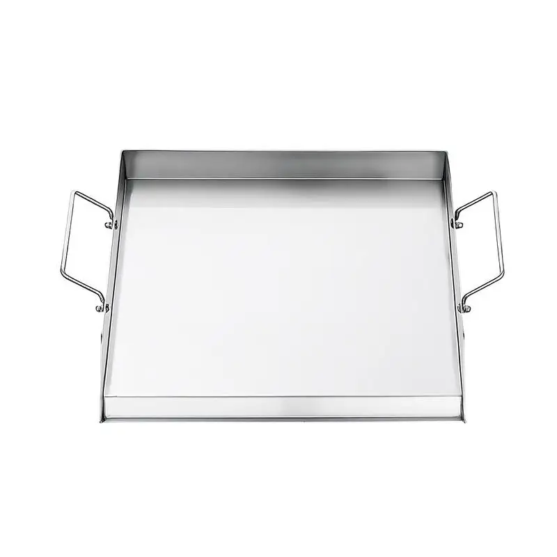 Universal Flat Top Griddle 18x16 Inch For Camping Tailgating Party, Rectangular Hot Plate Family Cookware Built-in Handles Gas Grill Attachment Teppanyaki Surface Outdoor Cooking Pan view 7