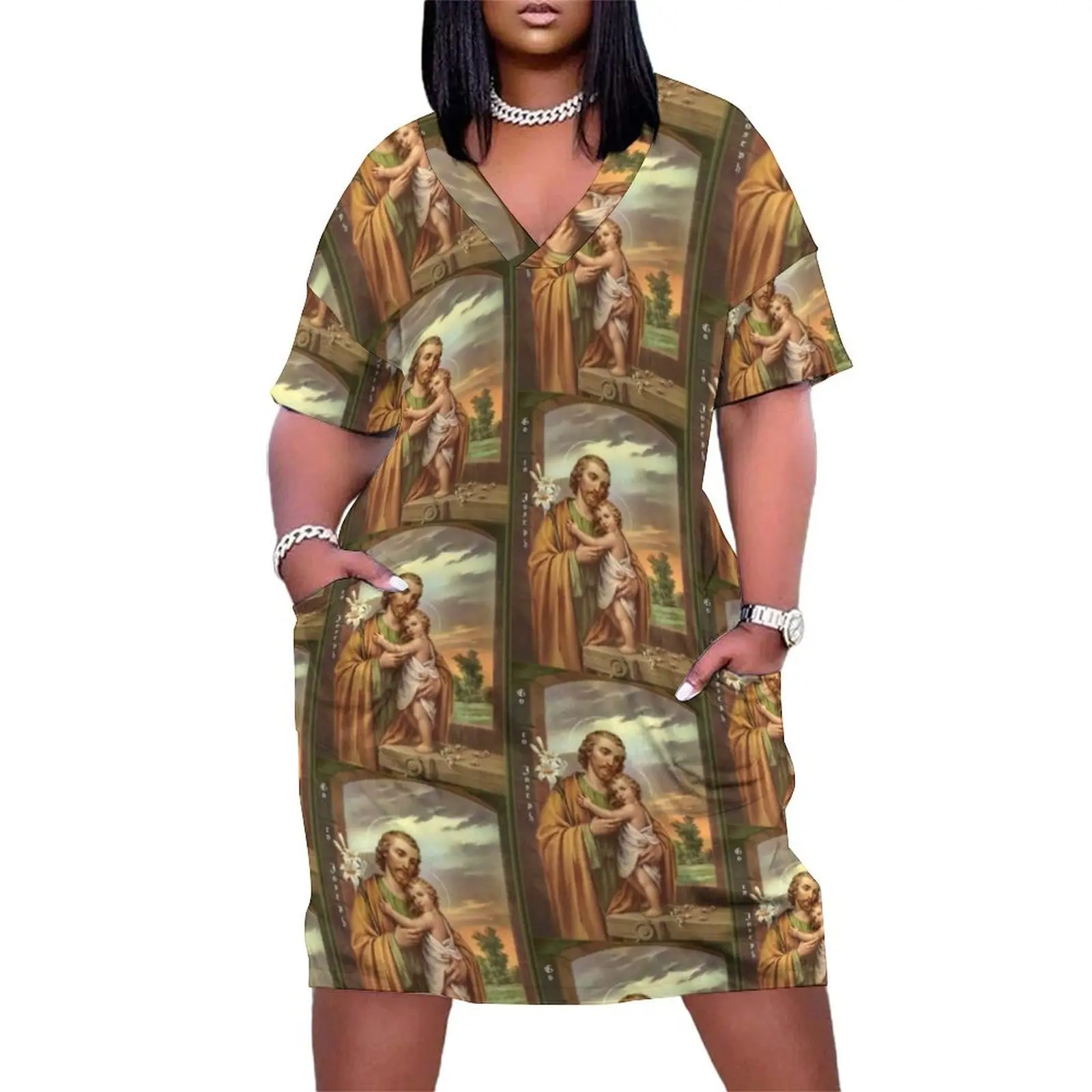 St. Joseph The Patron of Fathers Workers and a Holy Death Loose Pocket Dress prom dresses Summer skirt