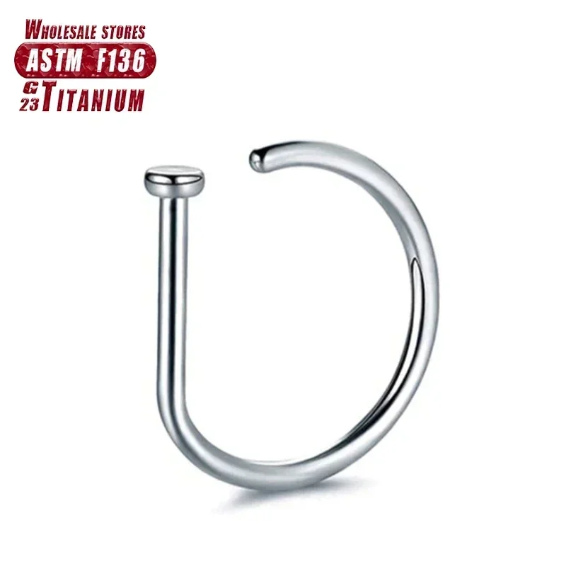 Titanium Piercing Nose Ring D-shaped Tragus Stud Hoop