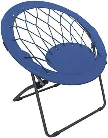 

Comfortable Bungee Portable Folding Metal Frame Dish Chair, Perfect for Gaming, Reading, Dorm Rooms, and Bed Rooms, Blue (Pack