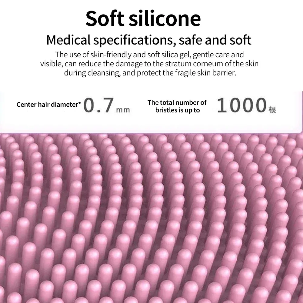 Elektryczna szczoteczka do oczyszczania twarzy 2 w 1, silikonowa, ładowana, ultradźwiękowa, głęboko oczyszczająca pory, z funkcją gorącego kompresu i masażu.