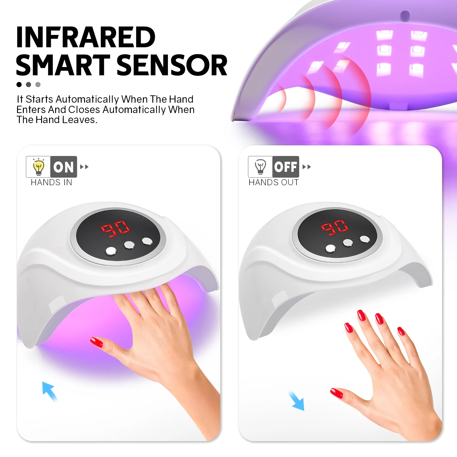 Lampada per unghie UV LED 72W Macchina per asciugare le unghie con rilevamento del movimento 24LED Lampada per asciugatura UV per polimerizzare strumenti per saloni di smalto gel UV