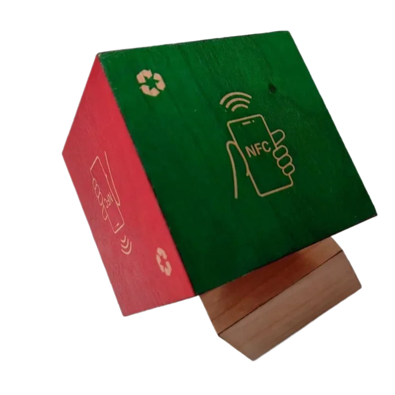 

Wooden NFC Stand Hexahedral Wood Stand RFID 13.56mhz Table Stand for Menu Order Hotel Restaurant