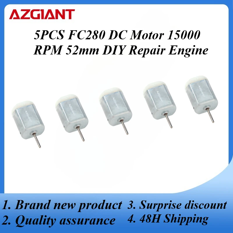

5PCS FC280 DC Motor 15000 RPM 52mm DIY Repair Engine For Car Replacement Power OEM Accesseries Reverse Rotation Toy High Quality
