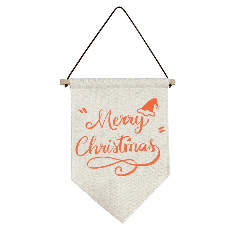 4pcs Heat Sublimation Light Brown Linen Thermal Transfer Pennant Decorative Blank Consumables For Single-sided Printing