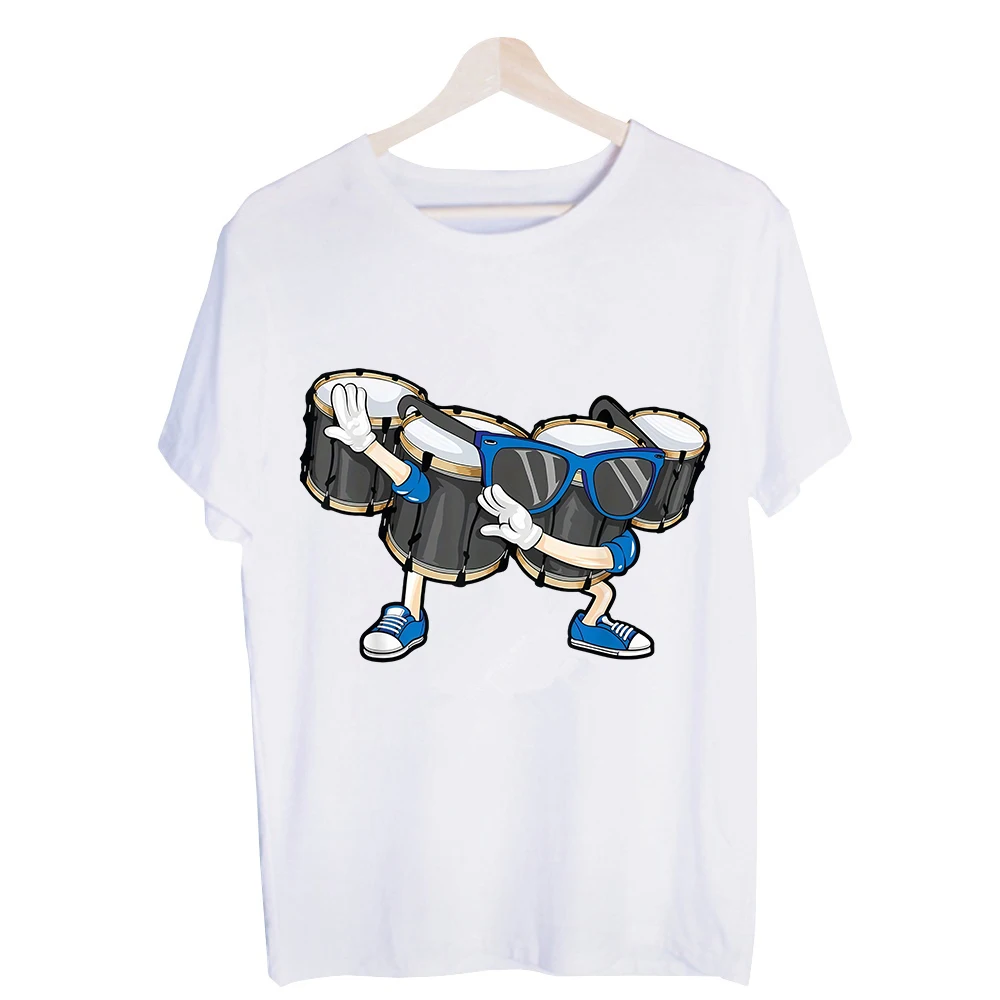 Men's Drum Set Graphic Tee, Short Sleeve Crew Neck T-Shirt for Casual Music-Inspired Streetwear
