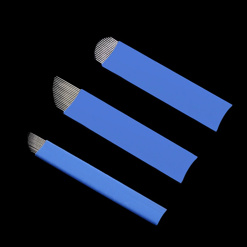 퍼네먼트 메이크업 문신 바늘, U 16 핀, 0.2mm 문신 블레이드, 수제 눈썹 및 입술 마이크로블레이딩, 10 개, 20 개, 30 개, 50 개, 100 개, 300 개, 500 개