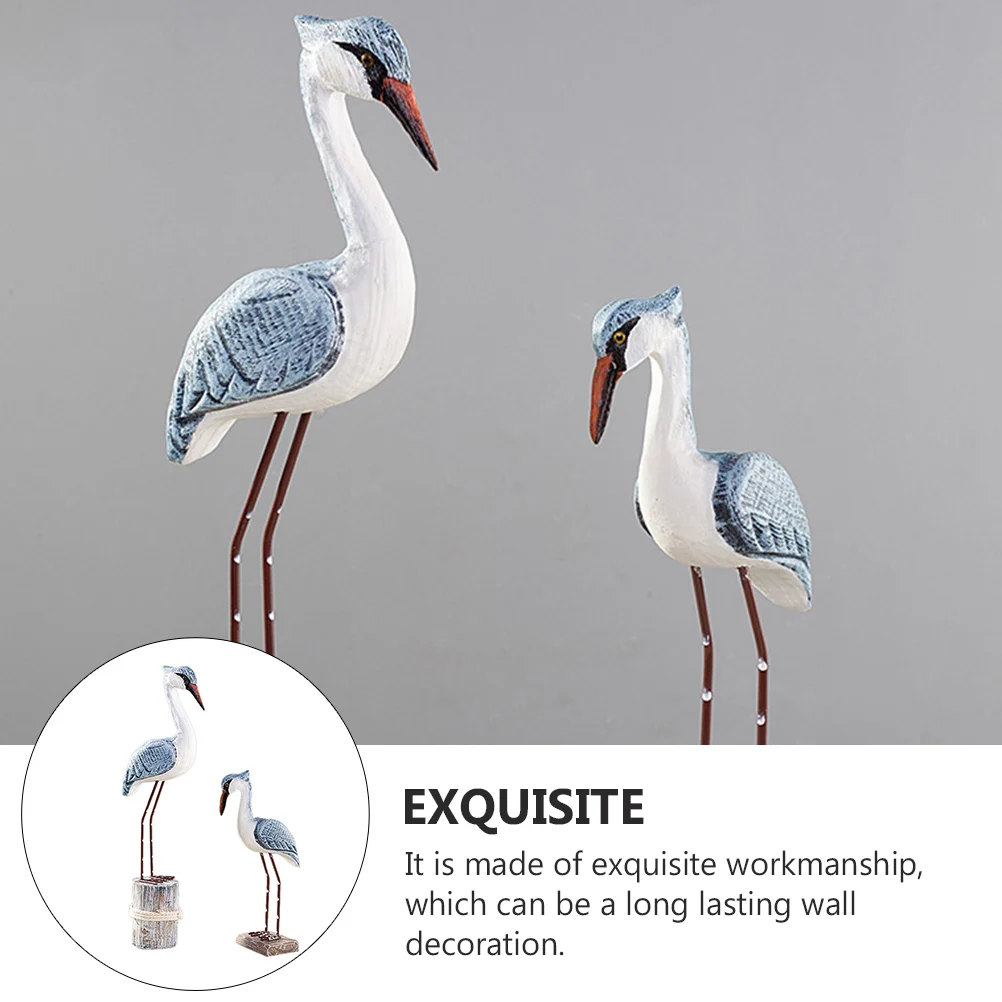 

2 pcs Wooden Seagull Adornment Desktop Decor Eco-Friendly Home Decoration Animal Craft Gift Kids Room Ornament Figurine