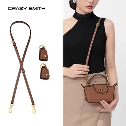 CRAZYSMITH Bag Strap For Longchamp Mini Punch-free Genuine Leather Shoulder Strap Transformation Crossbody Strap Bag Accessories