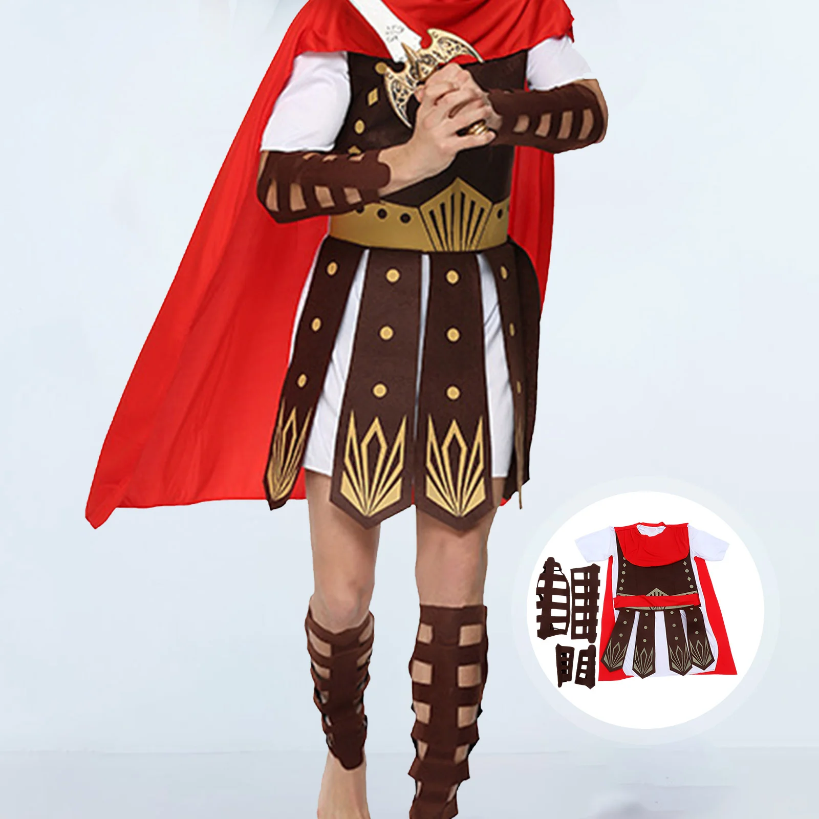 ฮาโลวีนโรมันโบราณ Gladiator เสื้อผ้าโรมันโบราณ Gladiator เครื่องแต่งกายเครื่องแต่งกายผู้ใหญ่เสื้อผ้าขนาด XL