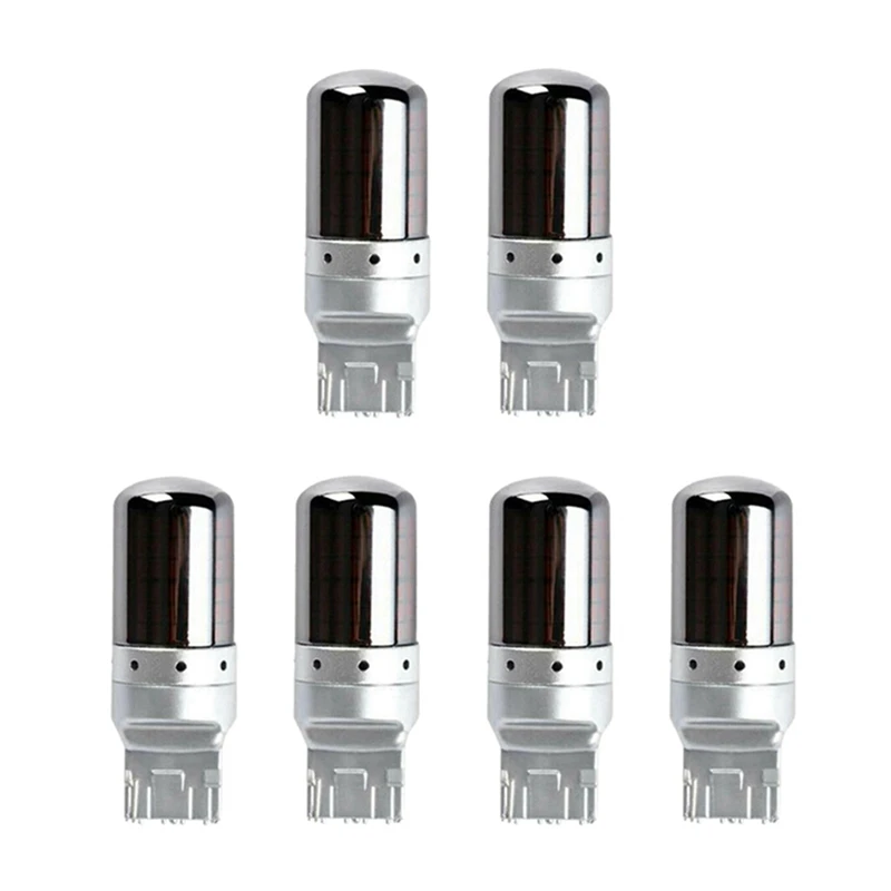 6Pcs Chrome 7440 T20 144SMD Amber Canbus Error Free LED Lamp Bulb Turn Signal Light