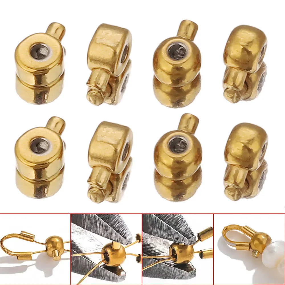 20 Pcs Stainless Steel Positioning Stopper Spacers Crimp End Septum Beads for Jewelry Making DIY Necklace Bracelet Connector