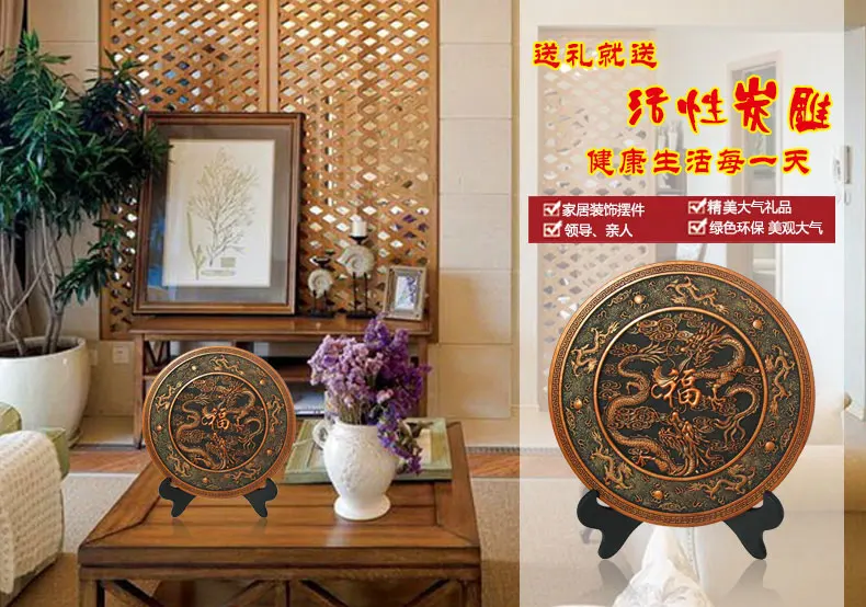 TOP foreign business gift --office home efficacious Talisman Protection auspicious dragon FU lucky FENG SHUI Sculpture ART
