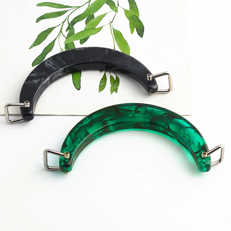 Semi-circular acrylic handle with square buckle Women\'s bag handle woven bag handle DIY handmade bag accessories green handle