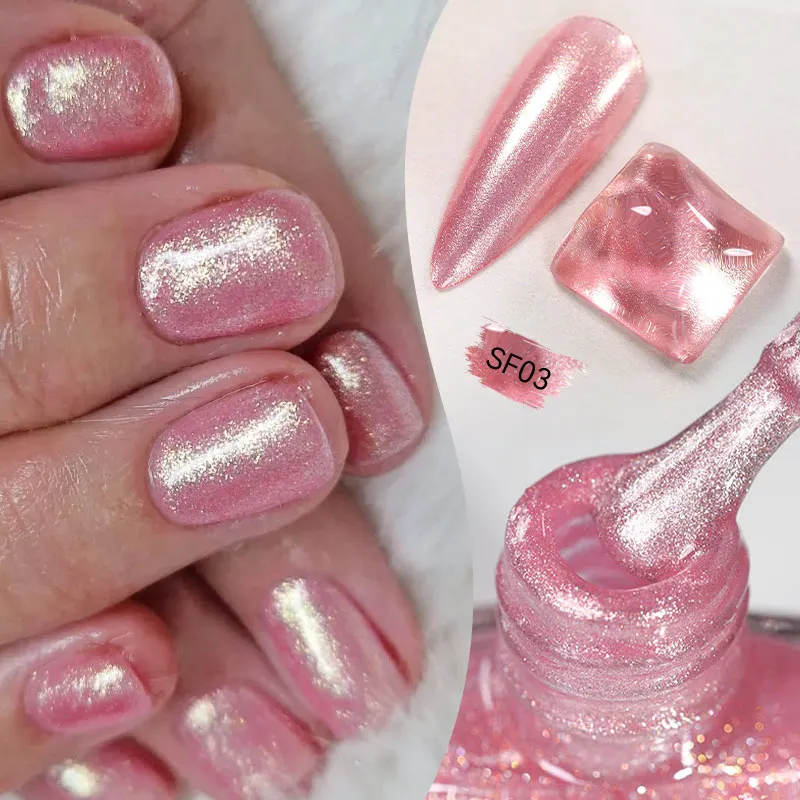 Image of LILYCUTE 7 ml rosa Glitzer-Nagellack, bunt, hell, glänzend, Perleneffekt, Nagelkunst, DIY-Dekoration, keine Notwendigkeit der Lampe, um zu heilung