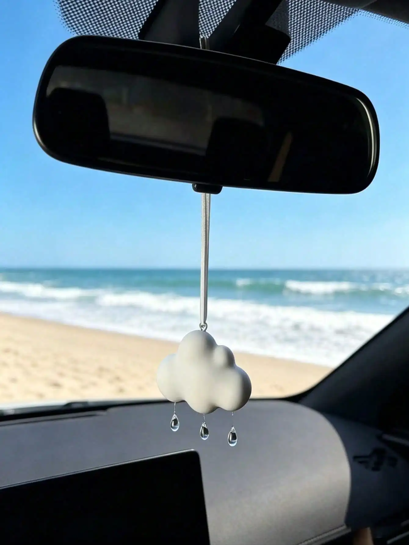 

Raindrop & Cloud Car Pendant Luxury Aesthetic Rearview Mirror Hanging Ornament Elegant Auto Interior Decor