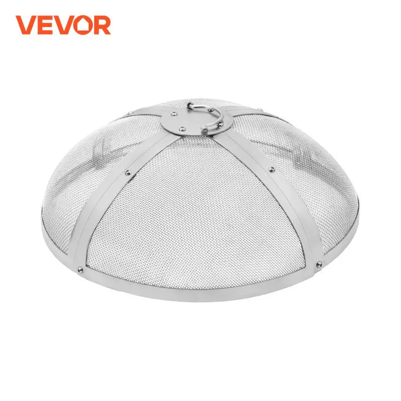 VEVOR Fire Pit Spark Screen Round Reinforced Heavy Duty Steel Metal Cover  Outdoor Firepit Lid  Easy-Opening Top Screen Covers