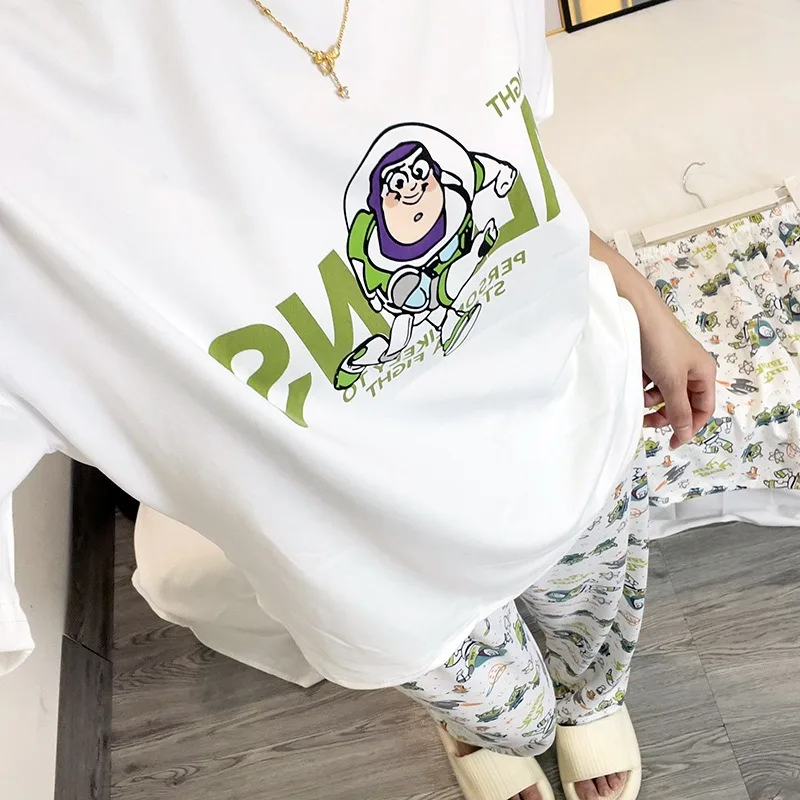 2024 Autumn Sanrio Pajamas Women Loose Round Neck Cute Kitty Homewear Simple Leisure Long-Sleeved Long Pants two-piece Suit