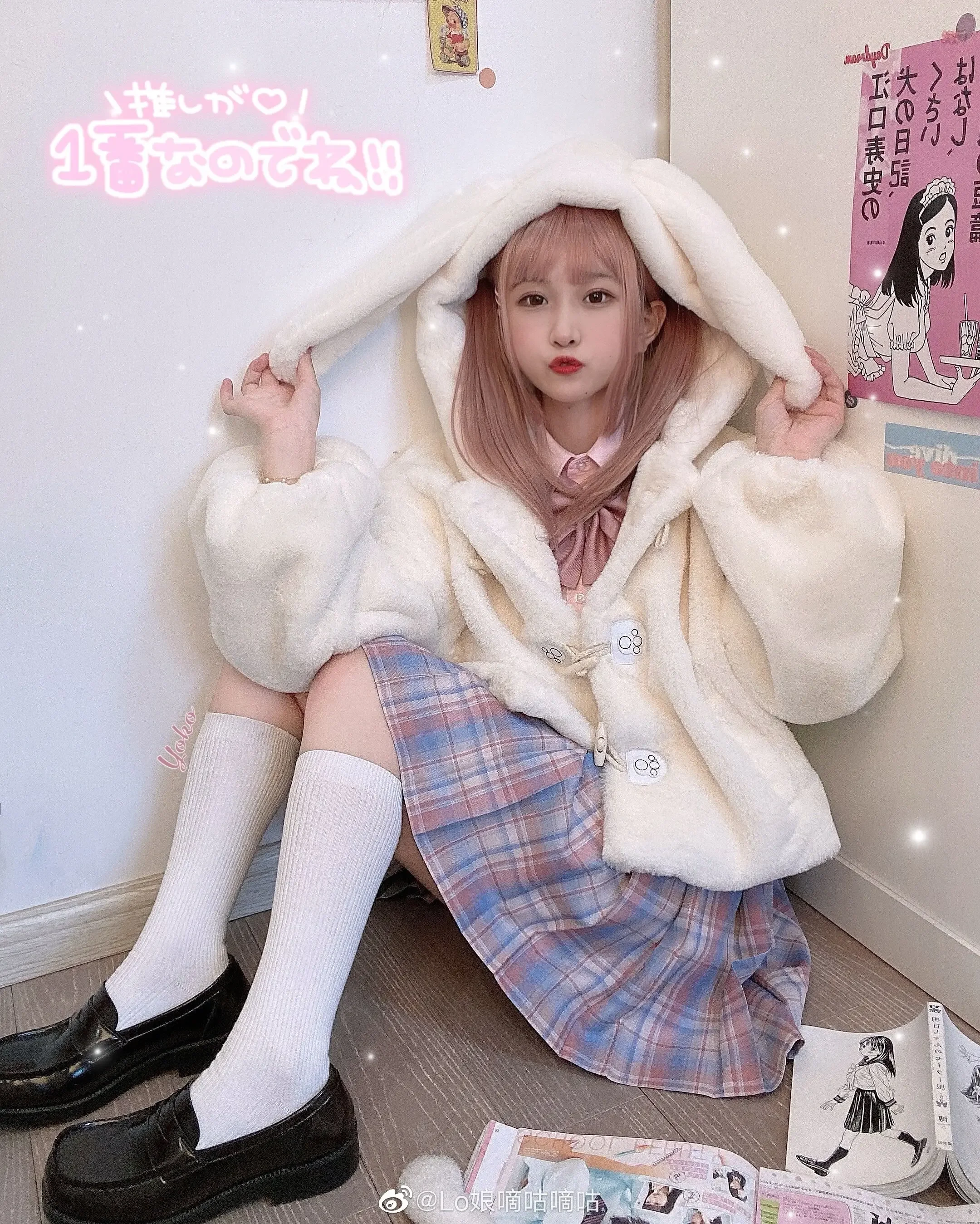 Winter Warm Thickened Lolita Furry Jacket Female Sweet Rabbit Ears Hooded Faux Fur Coat Girly  Kawaii Student Fur Coats Y2k Tops